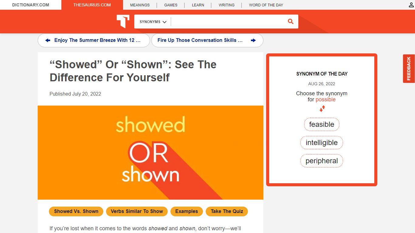 "Showed" Or "Shown" – What's The Difference? | Thesaurus.com