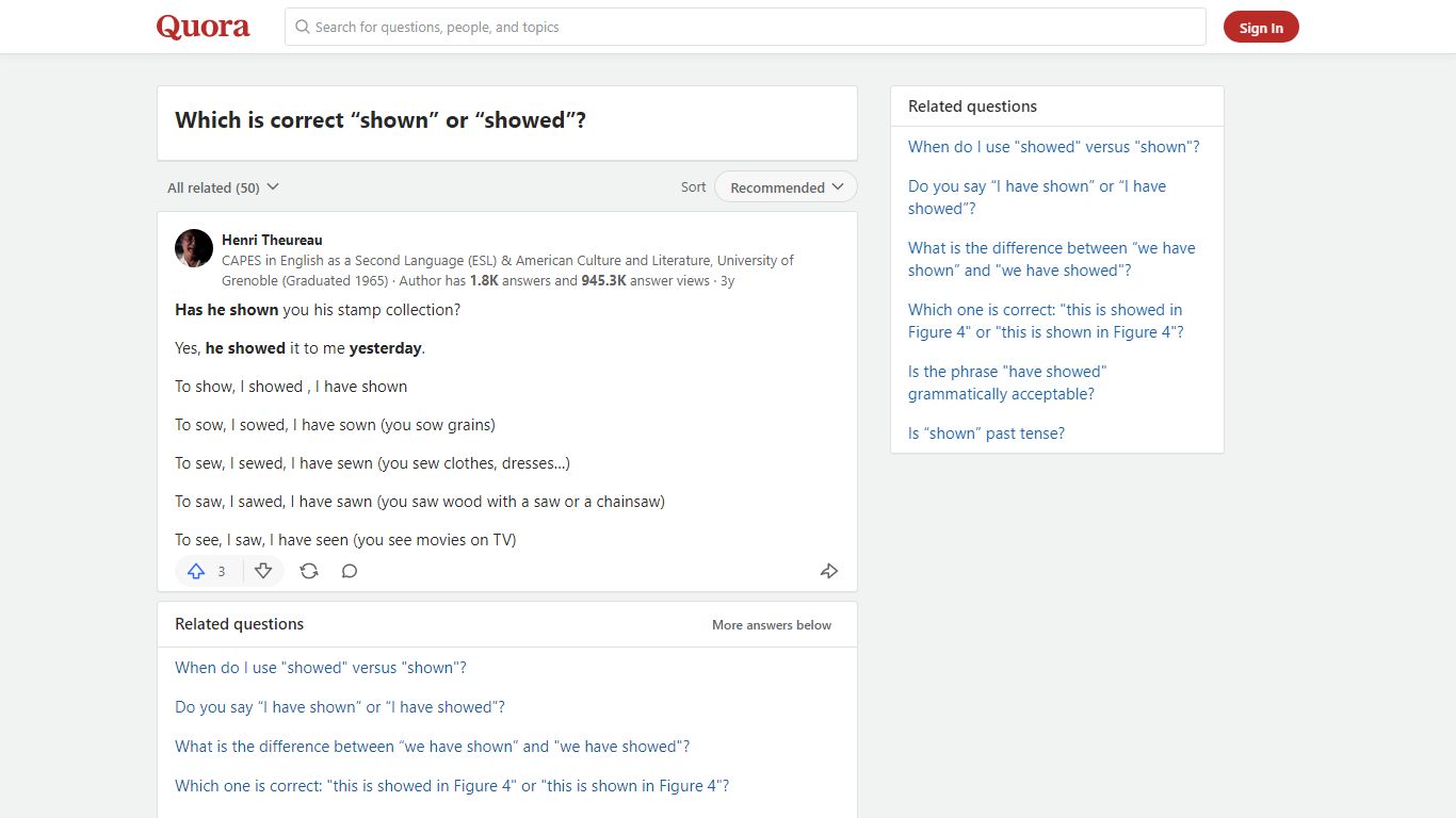 Which is correct “shown” or “showed”? - Quora
